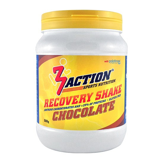 Aanbieding 3Action Recovery Shake Chocolate 500 gram + Gratis 3Action Shakebeker 1