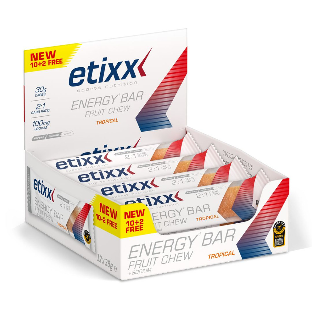 Etixx Energy Bar Fruit Chew - Tropical - 12 x 38 gram (THT 8-11-2026) 1