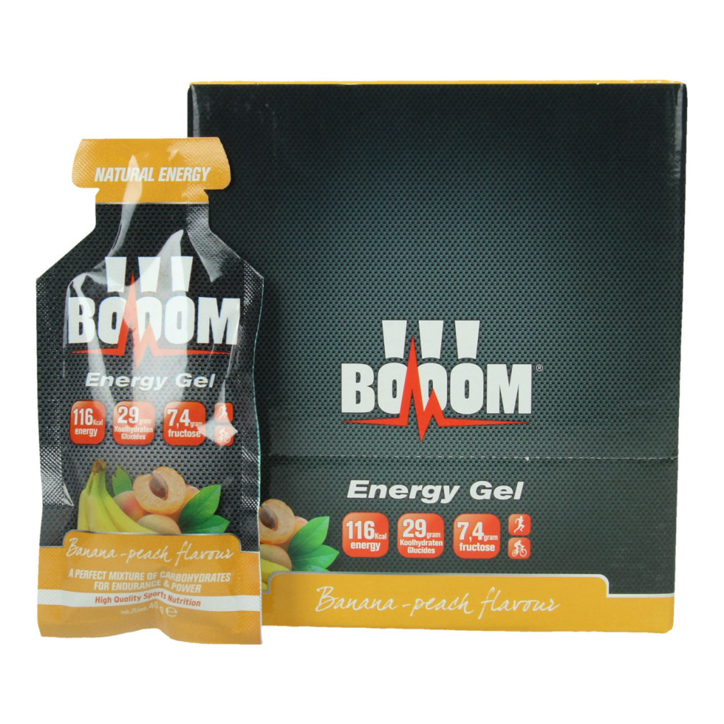 BOOOM Energy Fruit Gels - Banana/Peach - 18 x 40 gram (THT 28-5-2025) 1