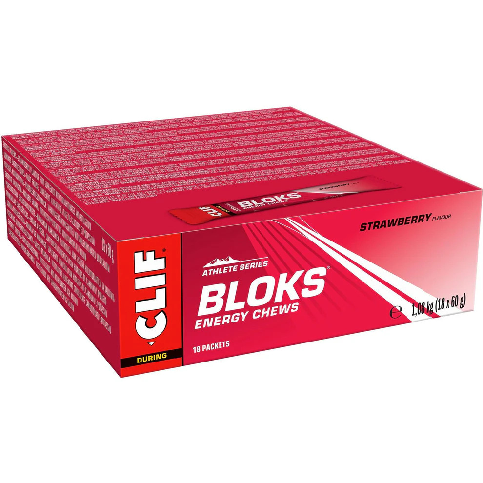 Clif Bloks Energy Chews - Strawberry - 18 x 60 gram (THT 3-3-2026) 1