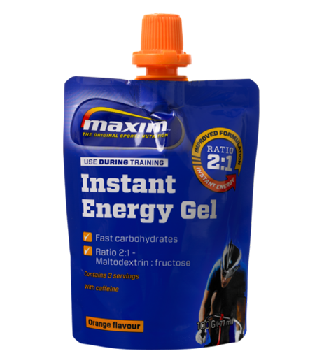 Aanbieding Maxim Instant Energy Gel - Orange/Cafeine - 100 gram (THT 28-2-2019) 1