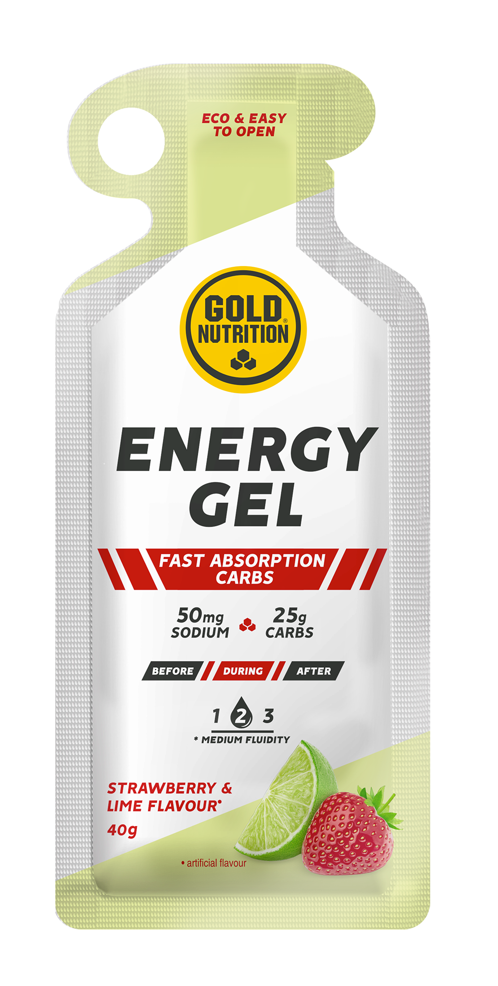 GoldNutrition Energy Gel - Strawberry &amp; Lime - 16 x 40 gram (LET OP! THT 18-10-2024) 1