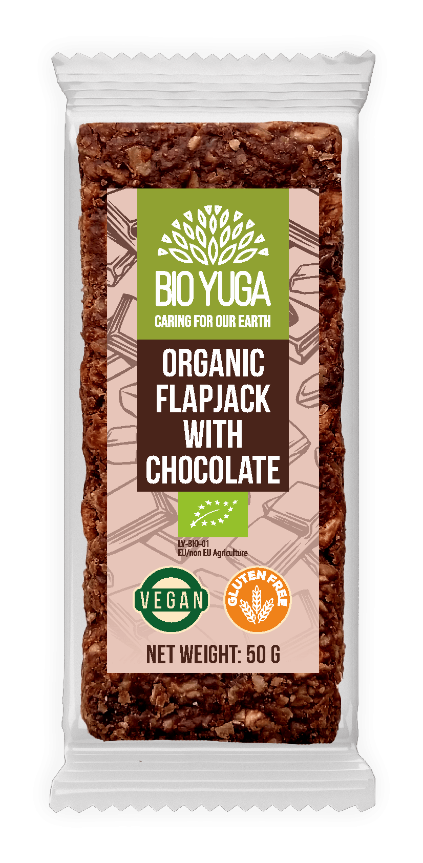 Bio Yuga - Organic Flapjack Bar - Chocolate - 12 x 55 gram (LET OP! THT 31-1-2025) 1