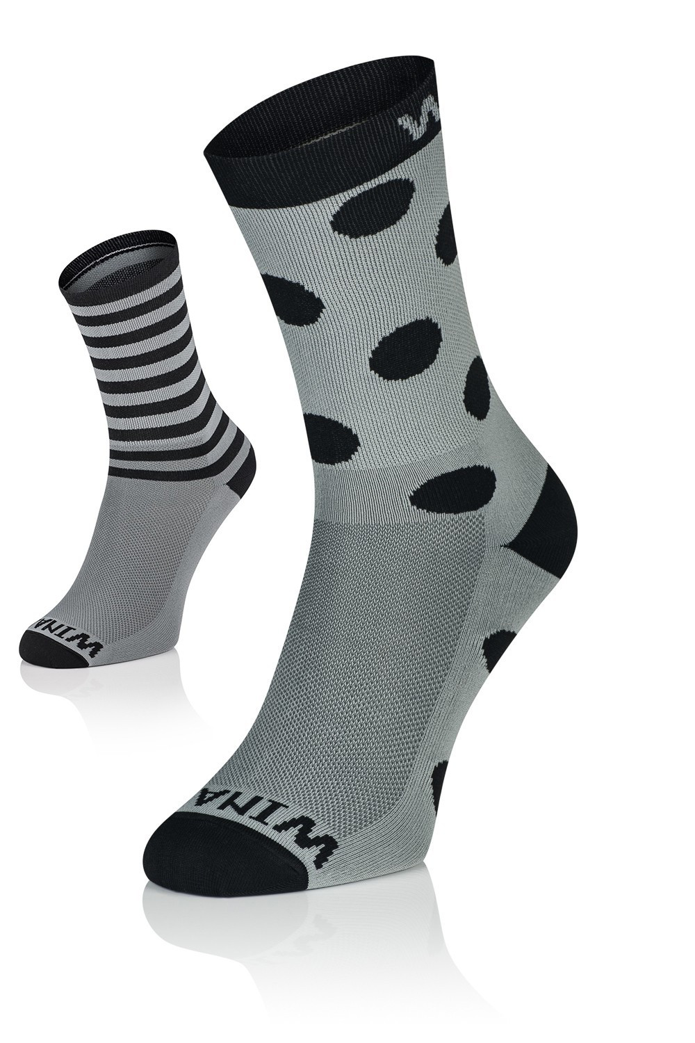 Winaar GB dot stripe mix - Grijs/Zwart Met Zwarte Stippen &amp; Strepen 1