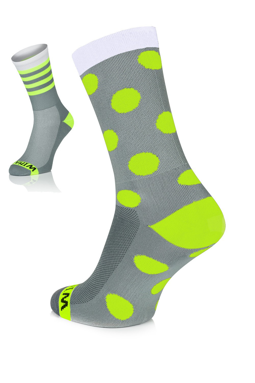 Winaar GWF dot stripe mix - Grijs/Wit Met Fluo Gele Stippen &amp; Strepen 1