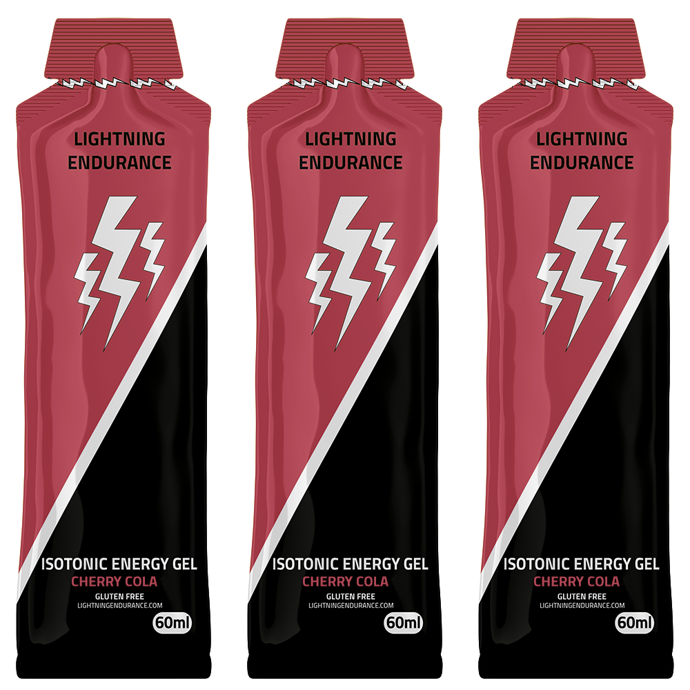 Laatste voorraad: Lightning Endurance Isotonic Energy Gel - Cherry Cola - 24 x 60 ml (LET OP! THT 22-8-2025) 1