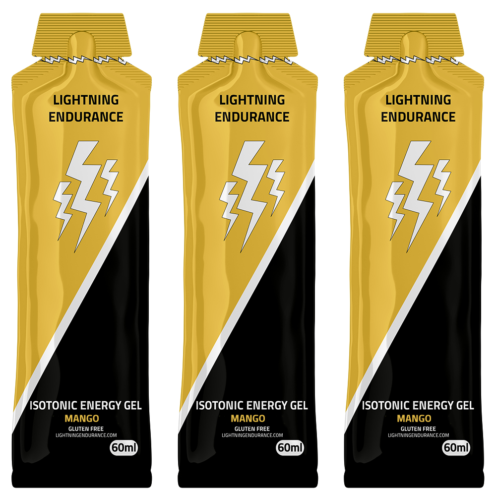 Laatste voorraad: Lightning Endurance Isotonic Energy Gel - Mango - 24 x 60 ml (LET OP! THT 22-8-2025) 1