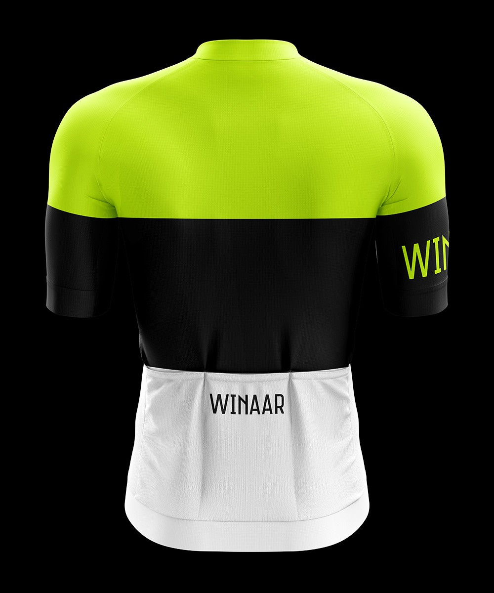 Winaar BWF Fietsshirt korte mouw - Wit-Zwart Fluo Geel 2