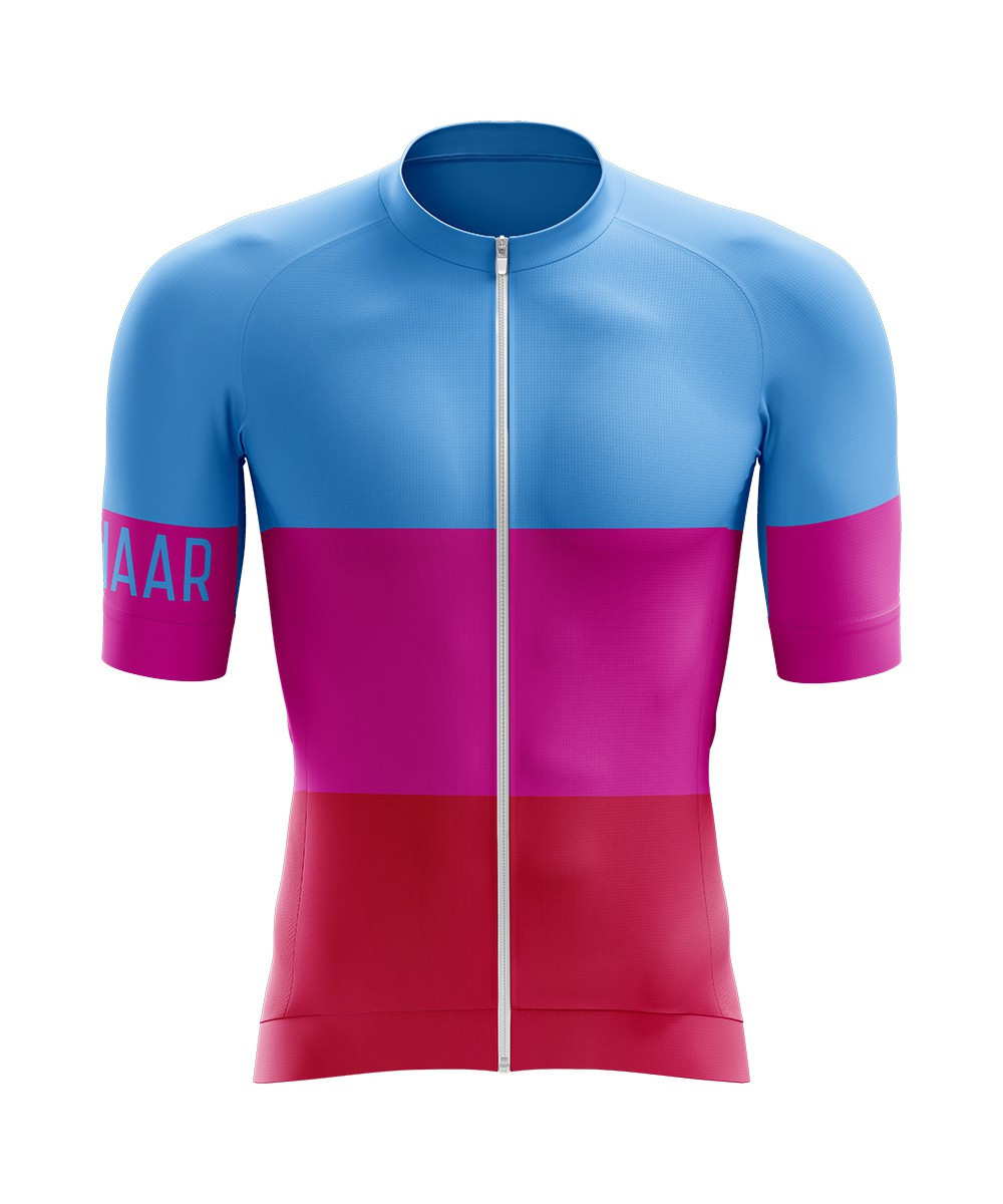 Winaar Pink Fietsshirt korte mouw - Blauw-Roze-Rood 1
