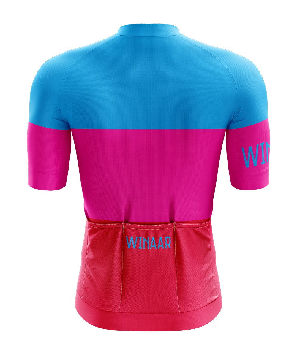 Winaar Pink Fietsshirt korte mouw - Blauw-Roze-Rood 2