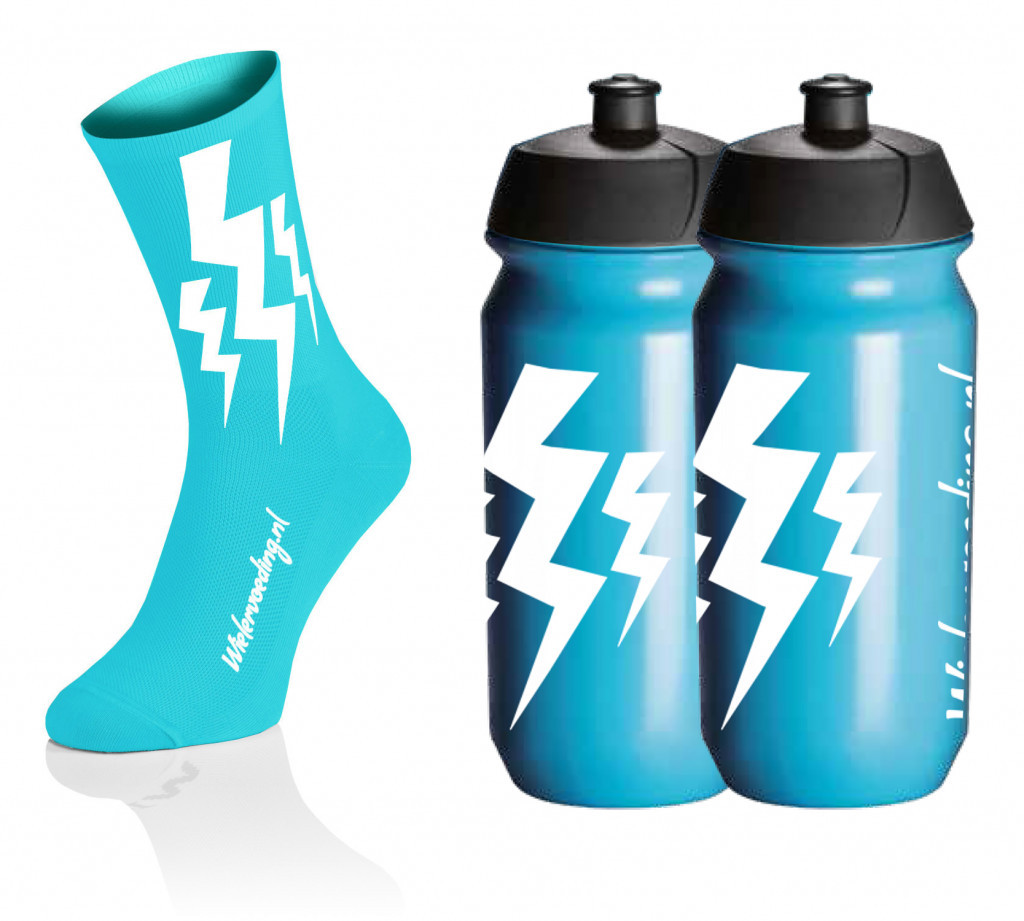 Lightning Socks - Cyan + 2x Bidons - Blauw 1