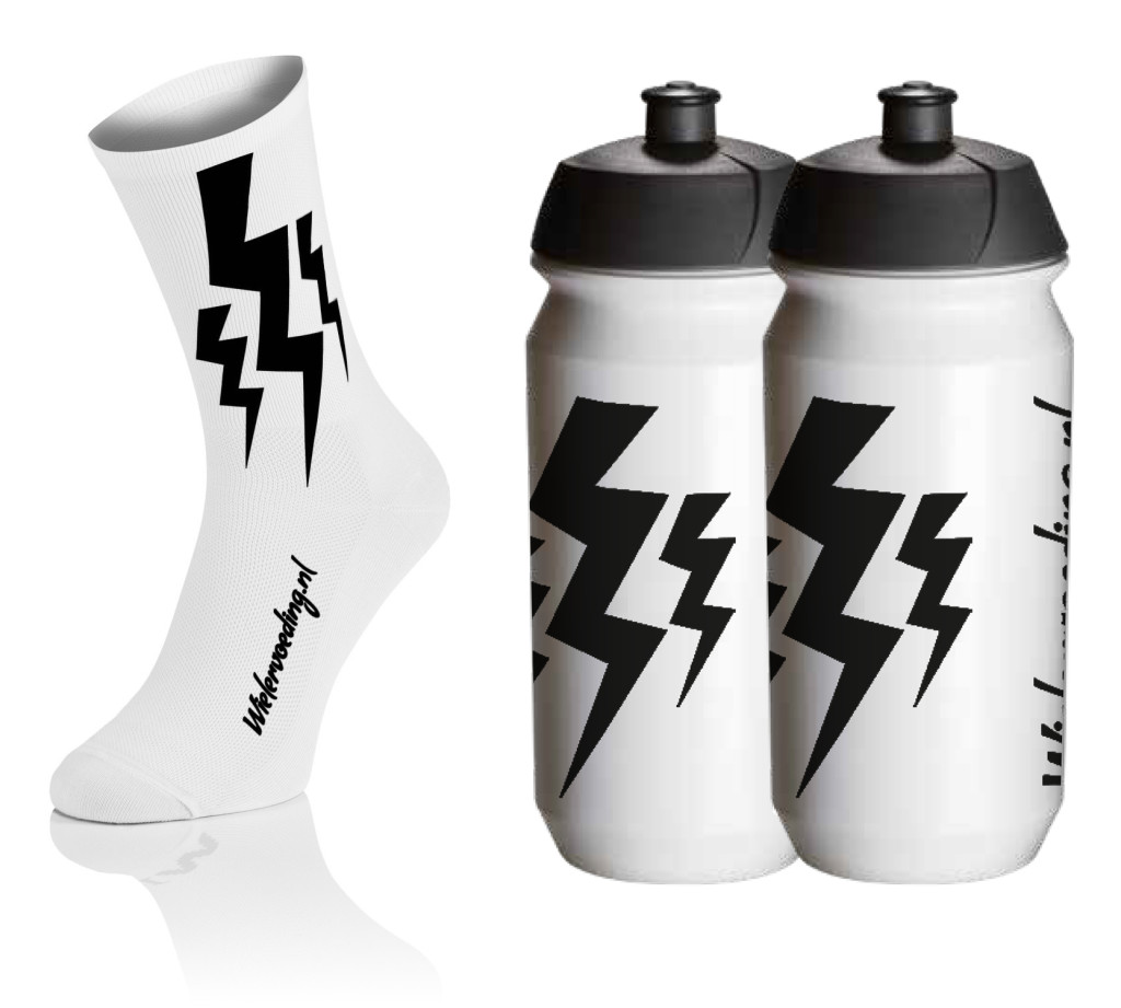 Lightning Socks - Wit + 2x Bidons - Wit 1