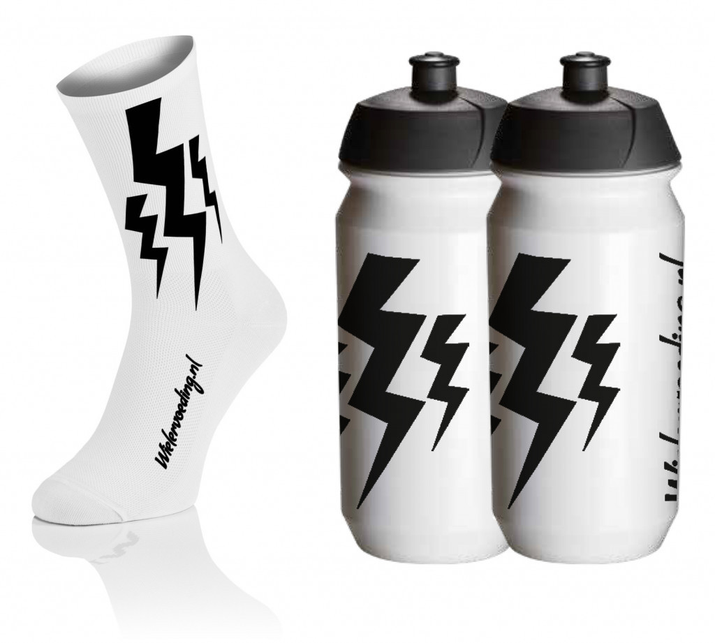 Lightning Socks - Wit + 2x Bidons - Wit 1