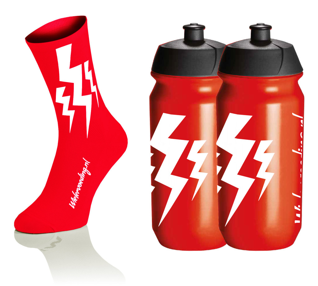 Lightning Socks - Rood + 2x Bidons - Rood 1