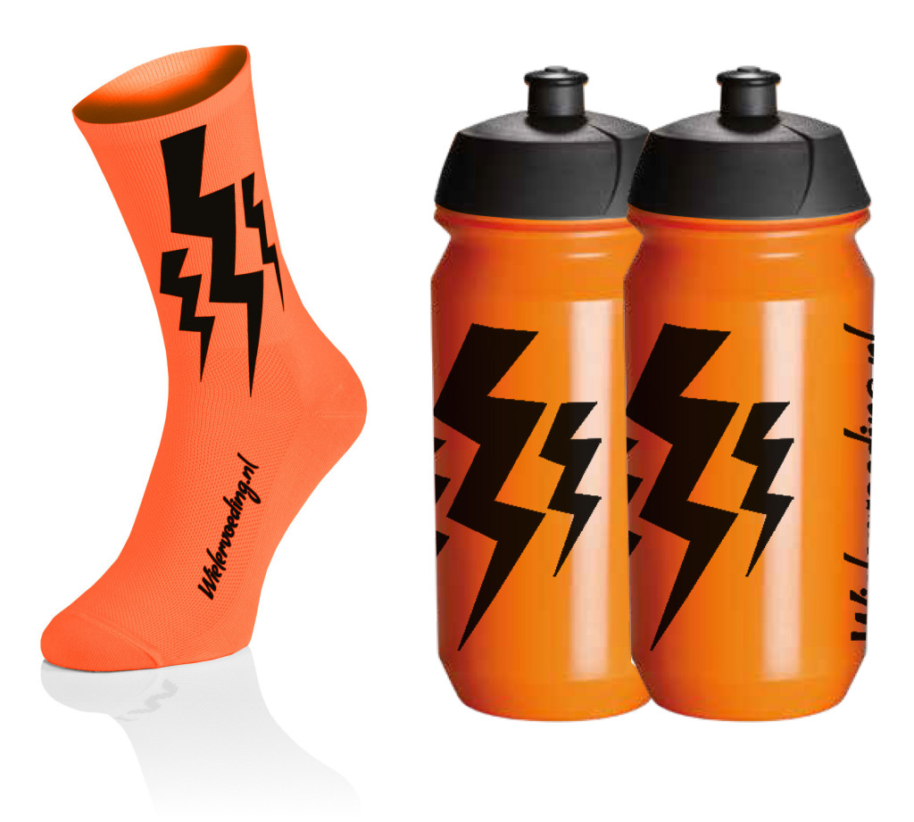 Lightning Socks - Fluo Oranje + 2x Bidons - Oranje 1