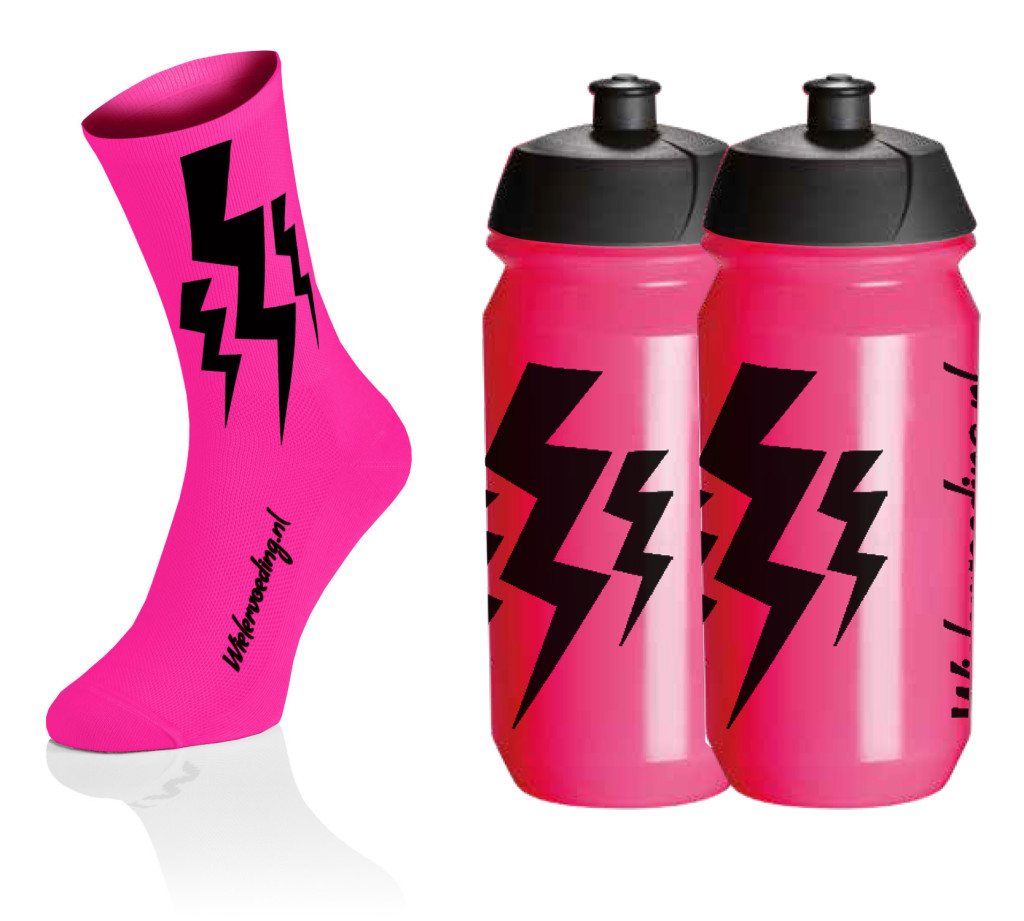 Lightning Socks - Fluo Roze + 2x Bidons - Roze 1