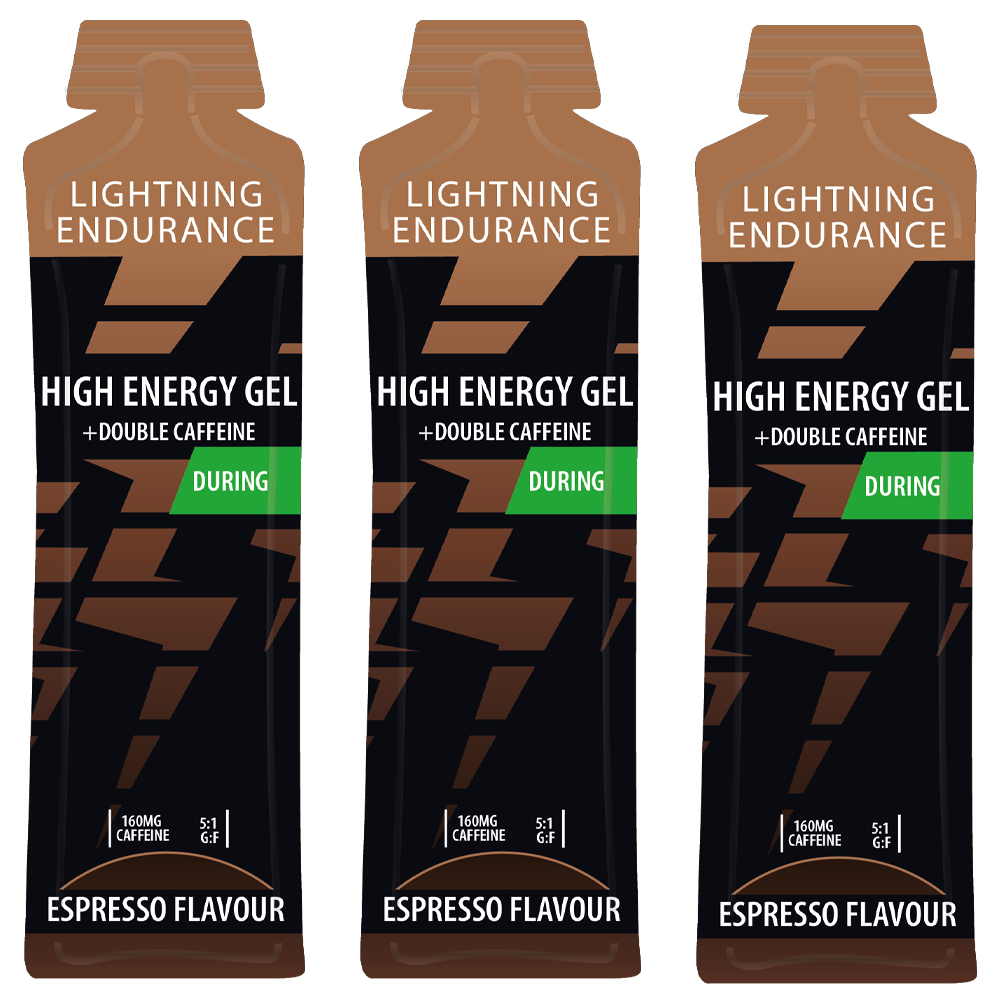 Lightning Endurance High Energy Gel - Double Espresso - 160 mg Caffeine - 24 x 60 ml (THT 30-6-2026) 1