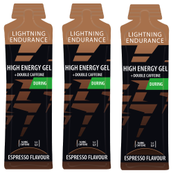 Lightning Endurance High Energy Gel - Double Espresso - 160 mg Caffeine - 24 x 60 ml (THT 30-6-2026)