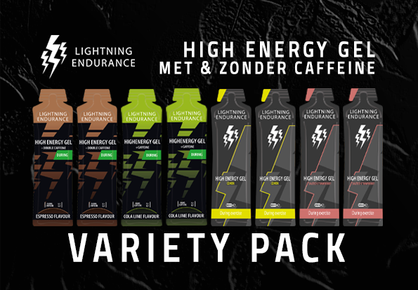 Lightning Endurance High Energy Gel Variety Pack - 12 x 60 ml (met &amp; zonder caffeine) (THT 30-6-2026) 1