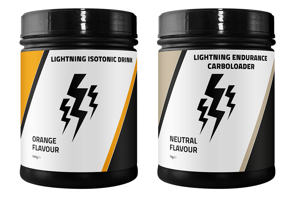 Lightning Isotonic Orange 560g + Lightning Carboloader 1000g + Gratis Bidon (LET OP! THT 28-2-2025) 1