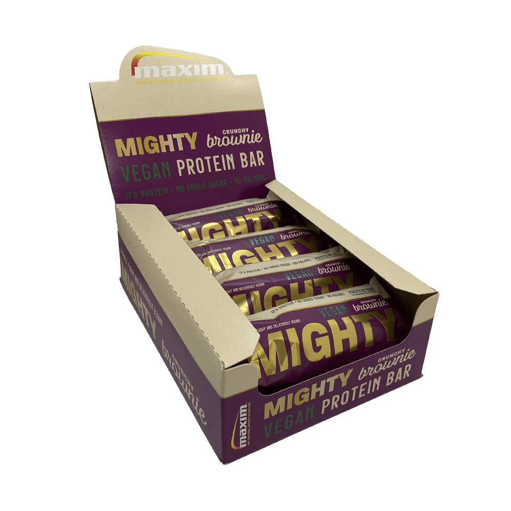 Maxim Protein Bar VEGAN MIGHTY - Crunchy Brownie - 12 x 55 gram (LET OP! THT 28-2-2023) 1
