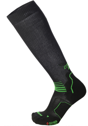 Mico Oxi-Jet Compression Run Socks Medium Weight - Zwart/Groen 1