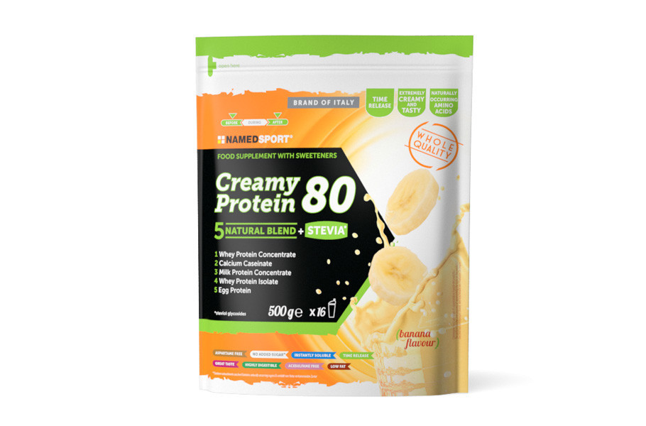 Aanbieding NamedSport Creamy Protein 80 - Banana - 500 gram (LET OP! THT 31-7-2022) 1