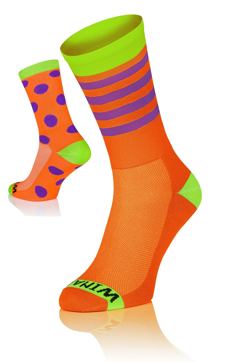 Winaar OGV dot stripe mix - Oranje-Groen Met Paarse Stippen &amp; Strepen 1