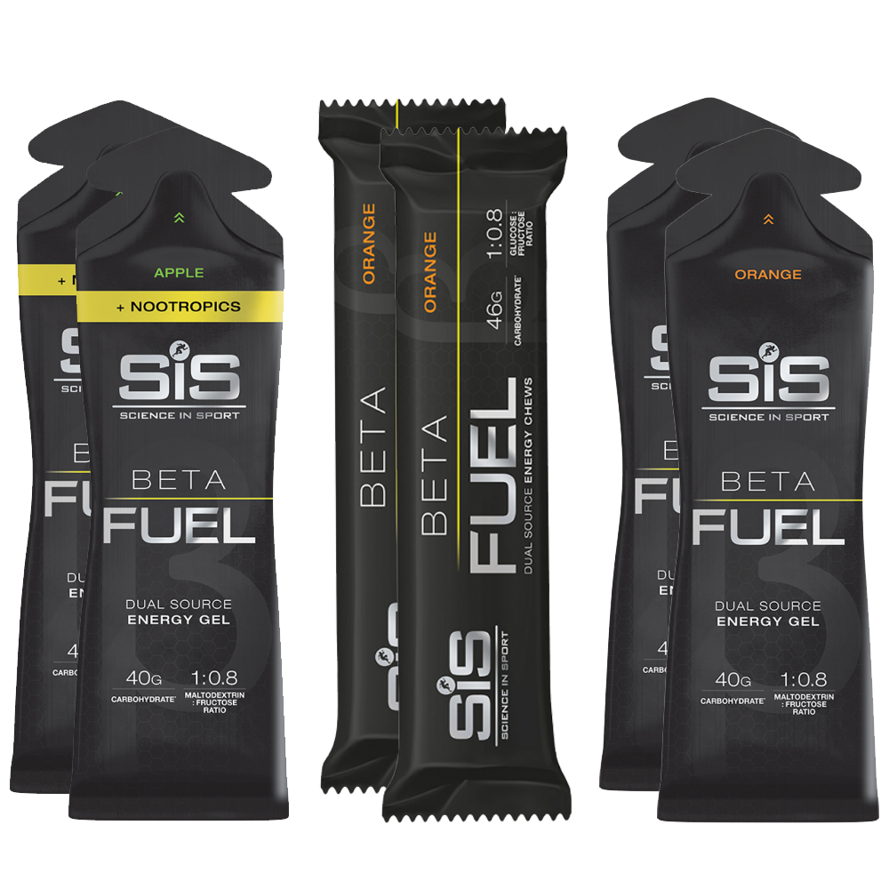 Proefpakket SIS BETA FUEL - 4x BETA FUEL Gel - 4x BETA FUEL + Nootropics Gel - 4x BETA FUEL Chew Bar 1