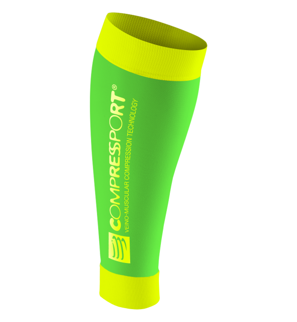 Compressport R2 v2 Compressiekousen - Fluo Green 1