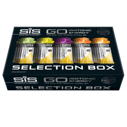 SIS GO Isotonic Energy Gel Selection Box - 4x Apple - 4x Lemon/Lime - 4x Blackcurrant - 4x Orange - 4x Tropical