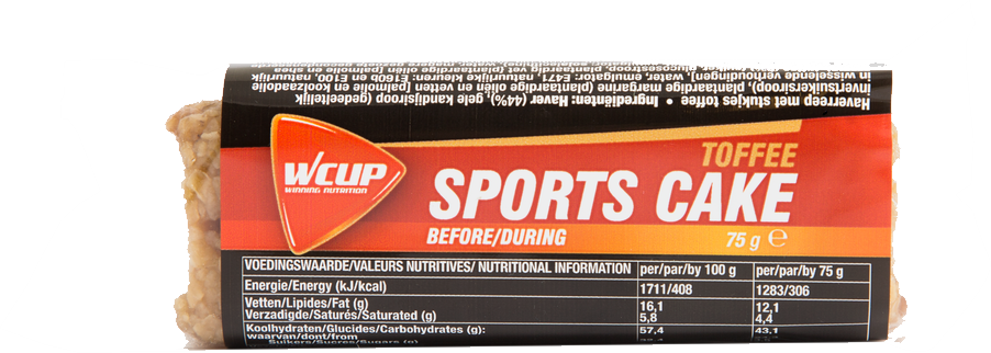 Aanbieding WCUP Sports Cake - Toffee - 75 gram (THT 28-2-2019) 1