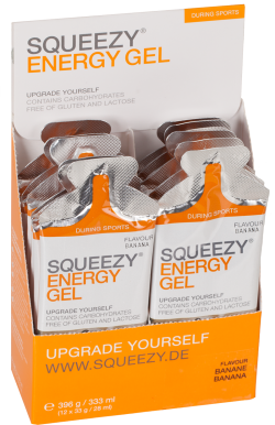 Squeezy Energy Gel - Raspberry - 12 x 33 gram - 3 + 1 gratis