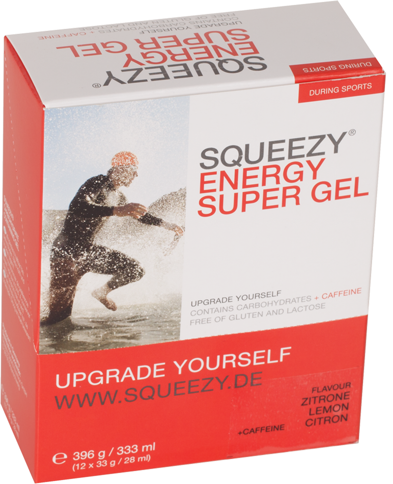 Squeezy Energy Super Gel Caffeine - Lemon - 12 x 33 gram - 3 + 1 gratis 1