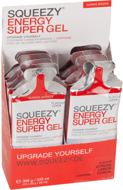 Squeezy Energy Super Gel Caffeine - Lemon - 12 x 33 gram - 3 + 1 gratis