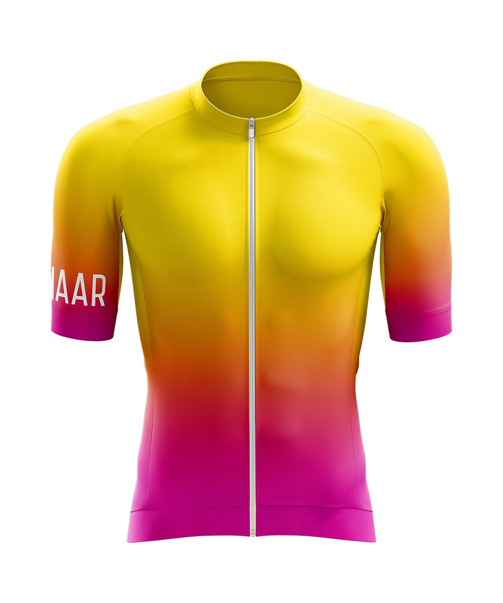 Winaar Sunburst Fietsshirt korte mouw - Geel-Oranje-Roze 1