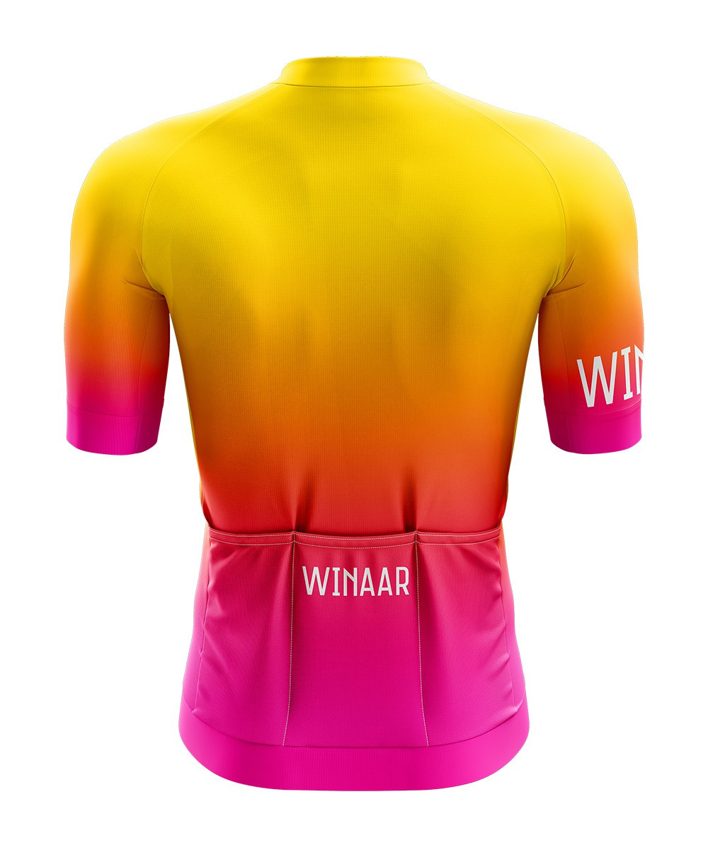 Winaar Sunburst Fietsshirt korte mouw - Geel-Oranje-Roze 2