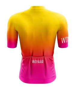 Winaar Sunburst Fietsshirt korte mouw - Geel-Oranje-Roze