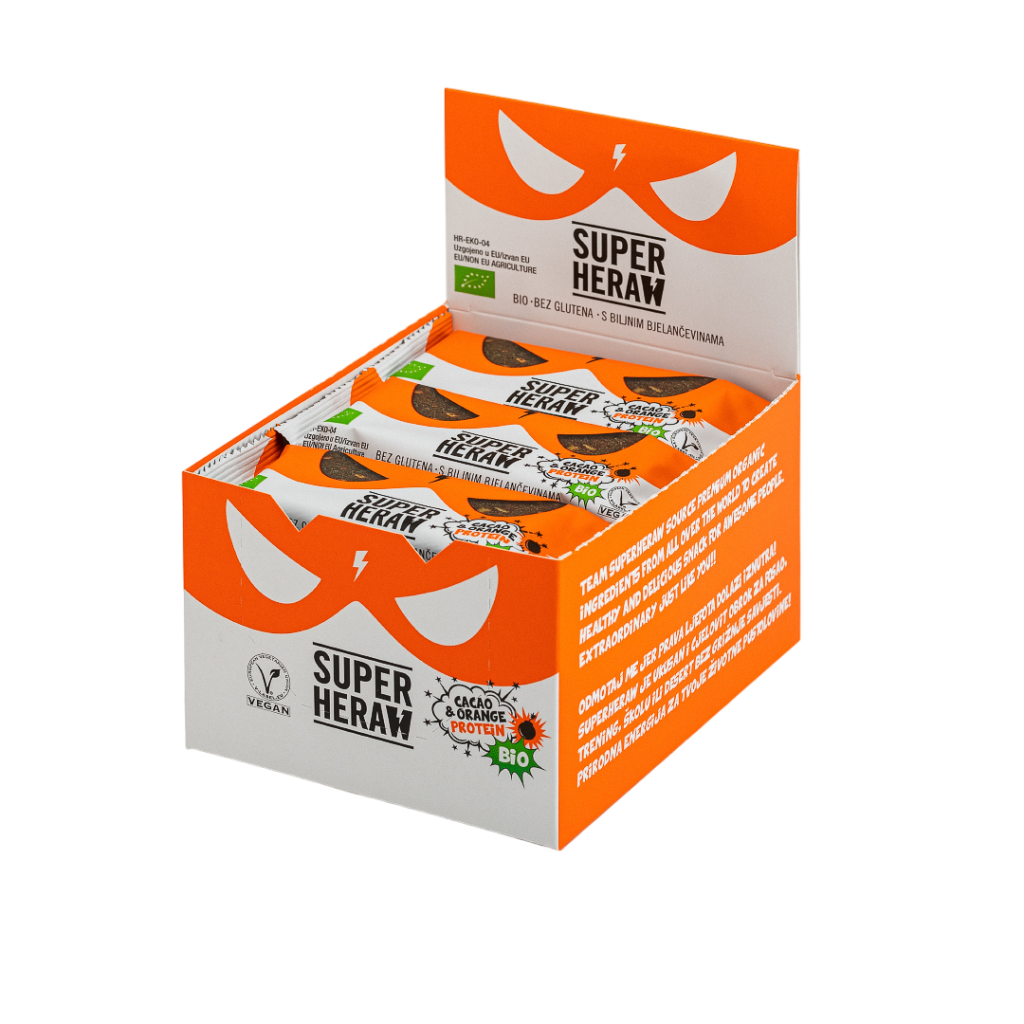 Superheraw Organic Bar - Cacao Orange Protein - 15 x 45 gram 1