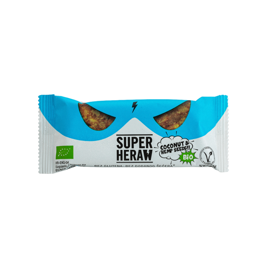 Superheraw Natural Bar - Coconut Hemp Seeds - 1 x 45 gram 1