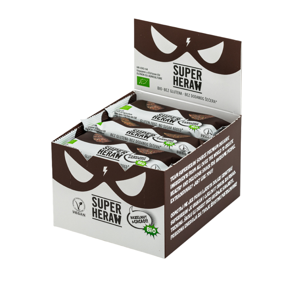 Superheraw Natural Bar - Hazelnut &amp; Cacao - 15 x 45 gram 1