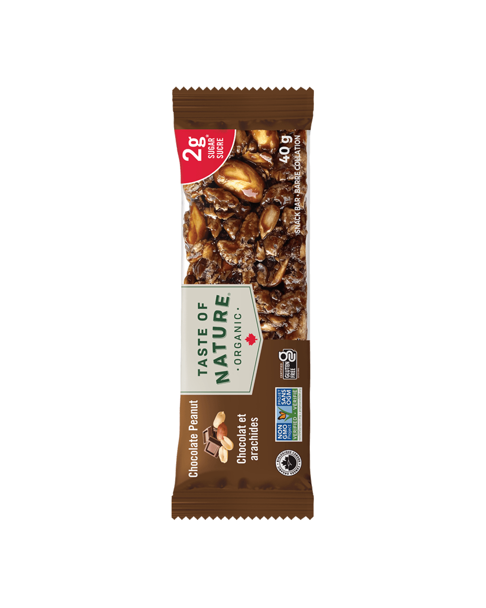 Taste of Nature -  Chocolate Peanut - 2g Low Sugar Bar - 16 x 40 gram 1