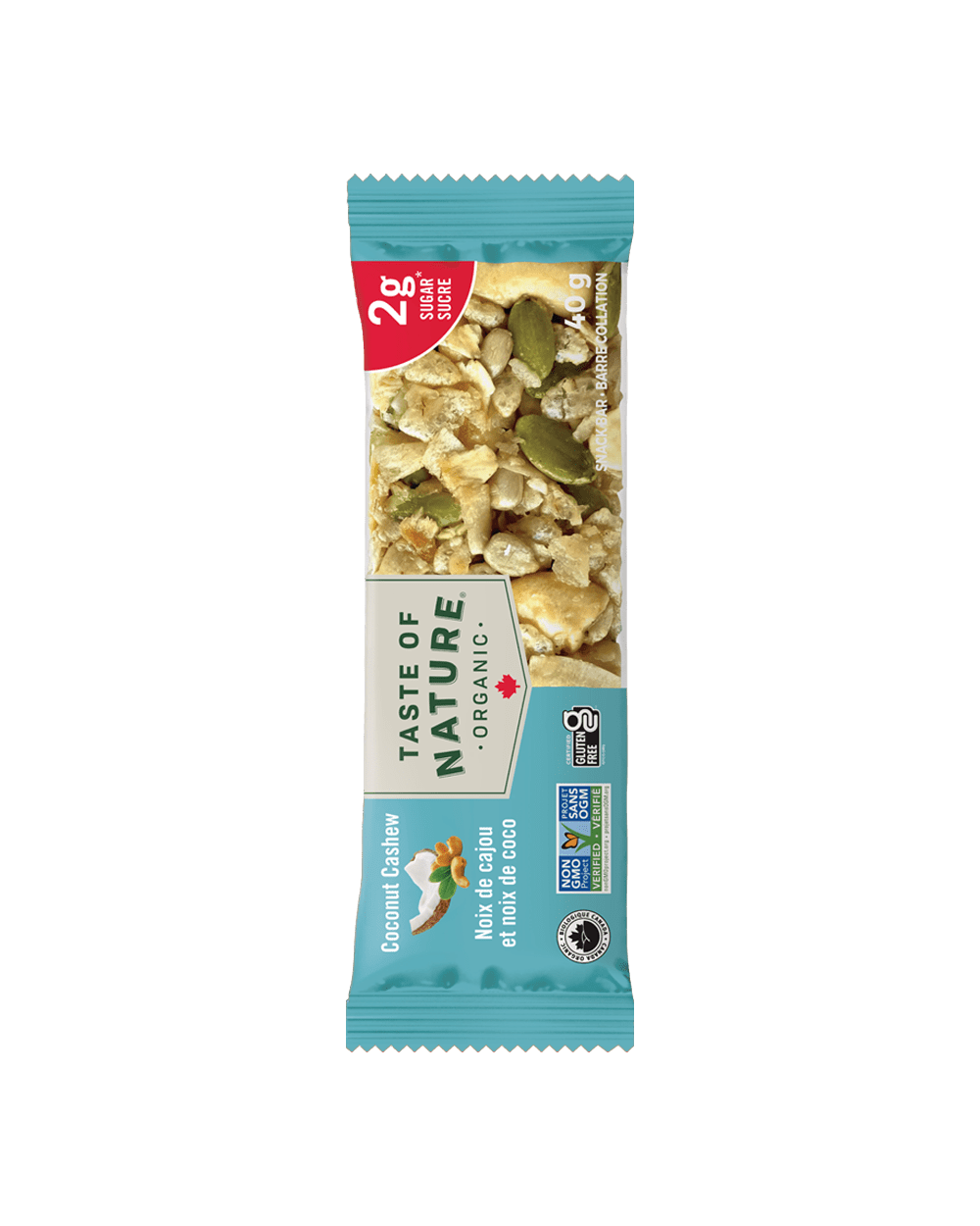 Taste of Nature -  Coconut Cashew - 2g Low Sugar Bar - 16 x 40 gram (LET OP! THT 9-2-2025) 1