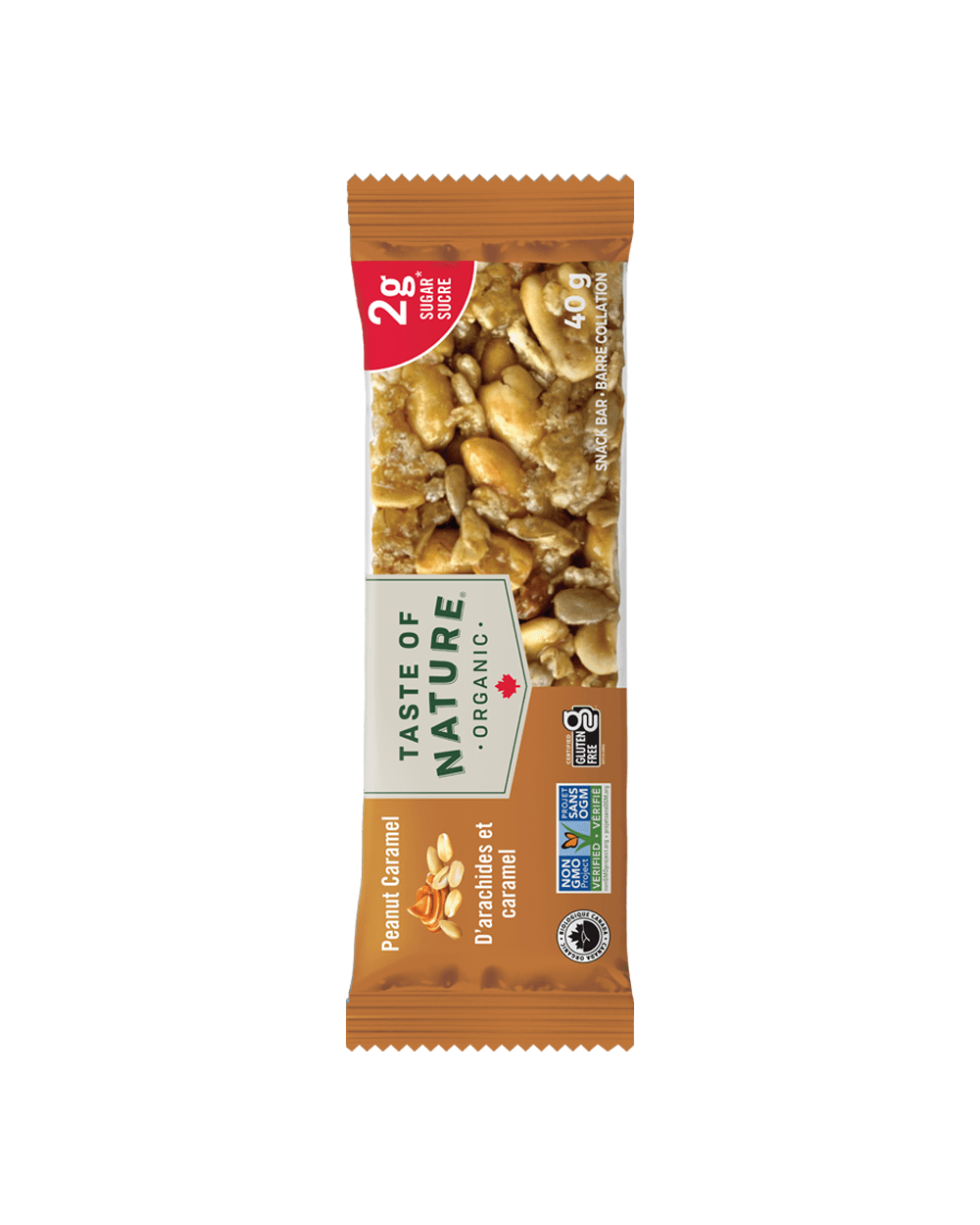 Taste of Nature - Peanut Caramel - 2g Low Sugar Bar - 16 x 40 gram 1