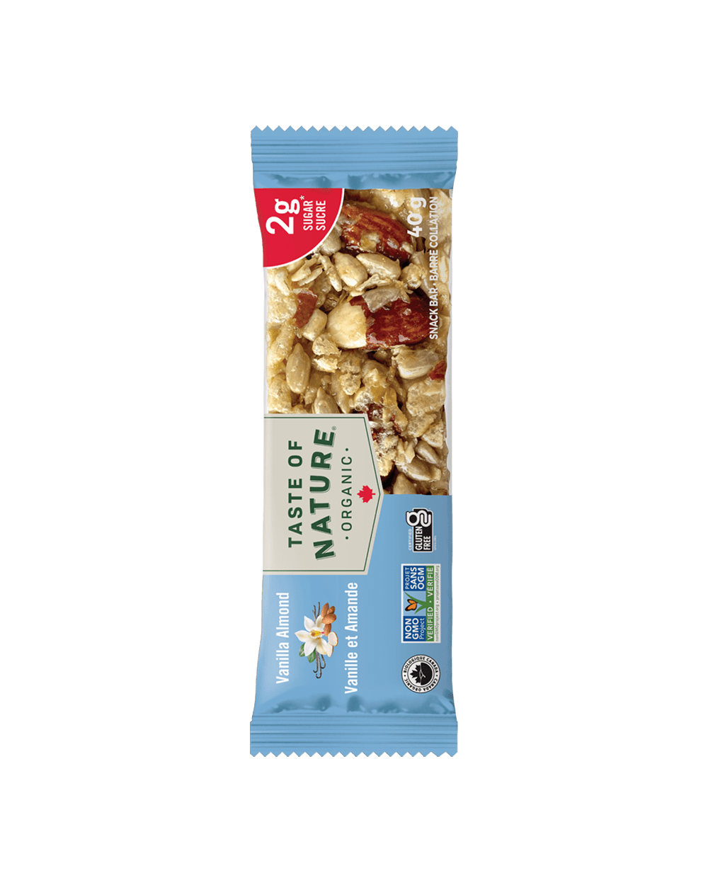 Taste of Nature - Vanilla Almond - 2g Low Sugar Bar - 16 x 40 gram (LET OP! THT 11-8-2024) 1