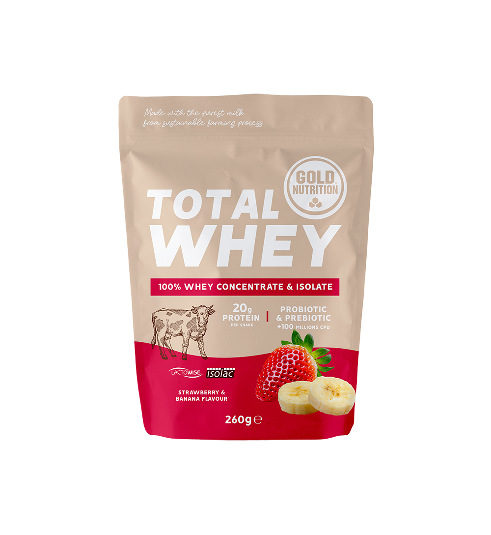 GoldNutrition Total Whey - Strawberry &amp; Banana - 260 gram (THT 30-9-2026) 1