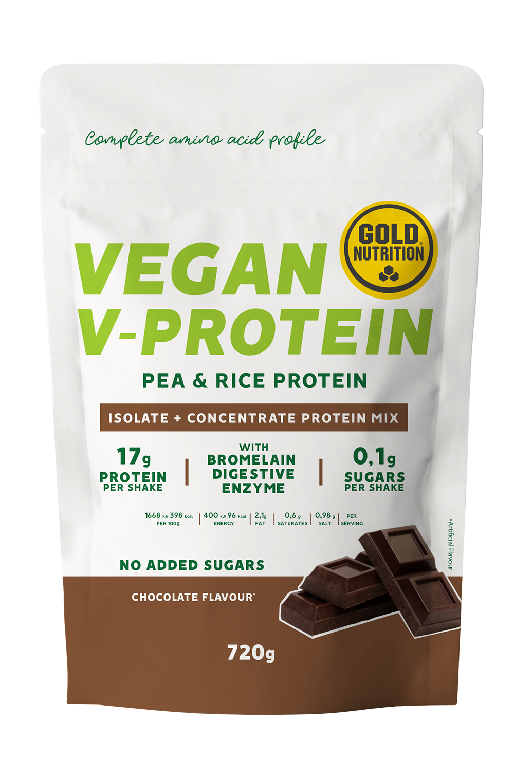 GoldNutrition V-Protein - Chocolate - 720 gram (THT 31-10-2026) 1
