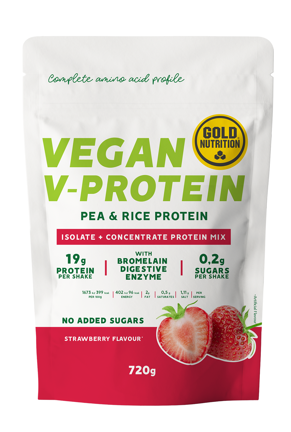GoldNutrition V-Protein - Strawberry - 720 gram (LET OP! THT 31-7-2026) 1
