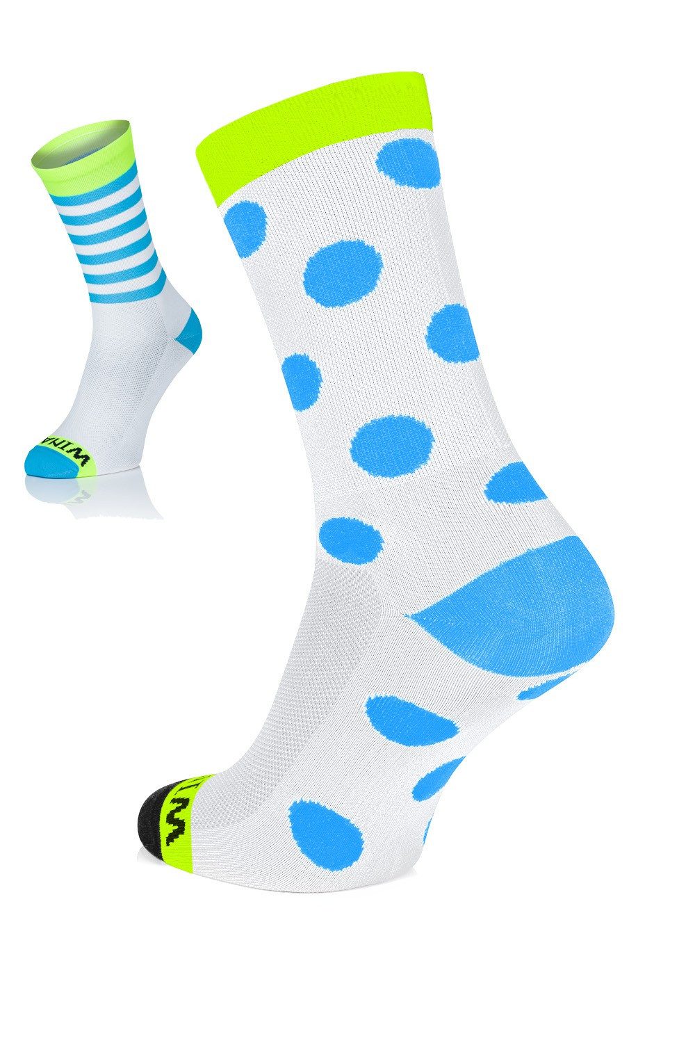 Winaar WBF dot stripe mix - Wit/Fluo Geel Met Blauwe Stippen &amp; Strepen 1