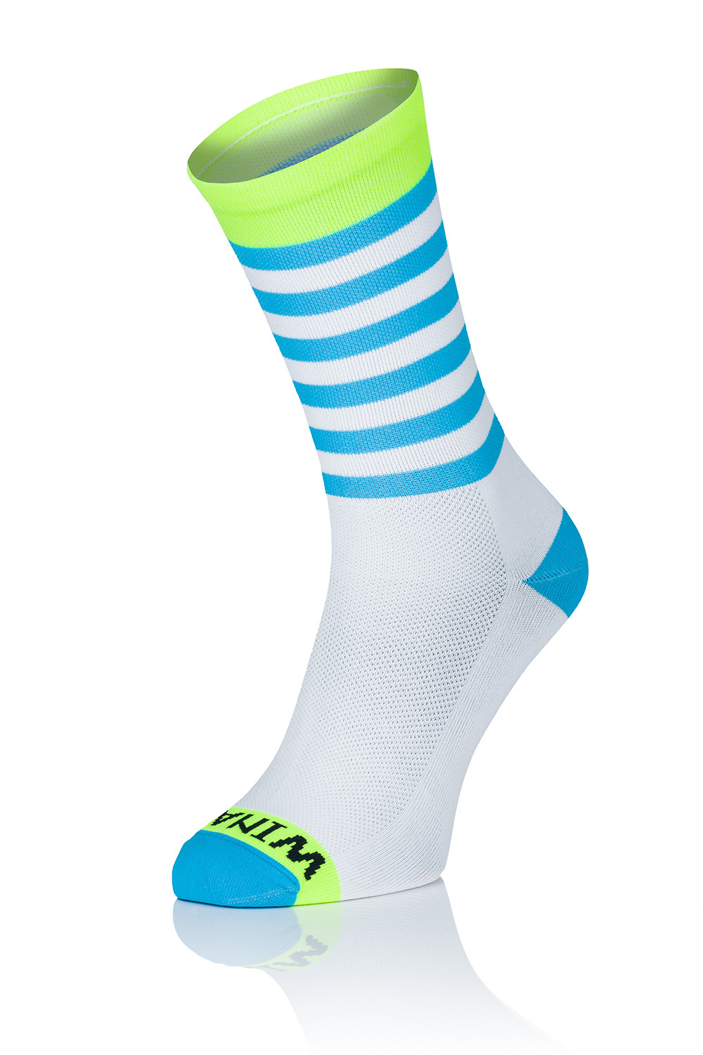 Winaar WBF stripes - Wit/Fluo Geel Met Blauwe Strepen 1